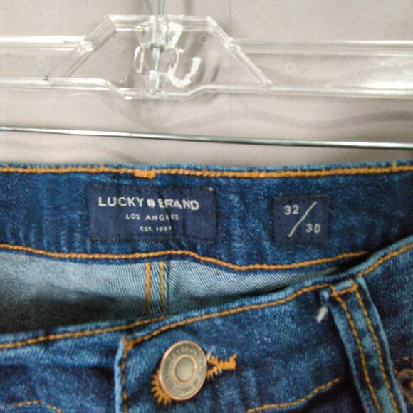 Lucky Brand Jeans Mens 32x27 Blue 363 Straight Hemmed Stretch - Picture 2 of 10